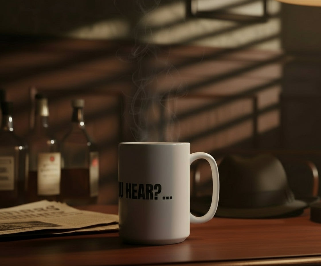 Taza “Whattaya Hear? Whattaya Say?” – Colección Mafia & Drama