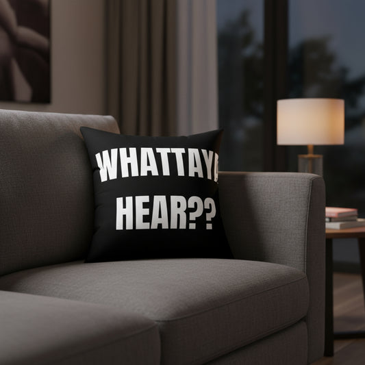Cojín “Whattaya Hear? Whattaya Say?” – Colección Mafia & Drama