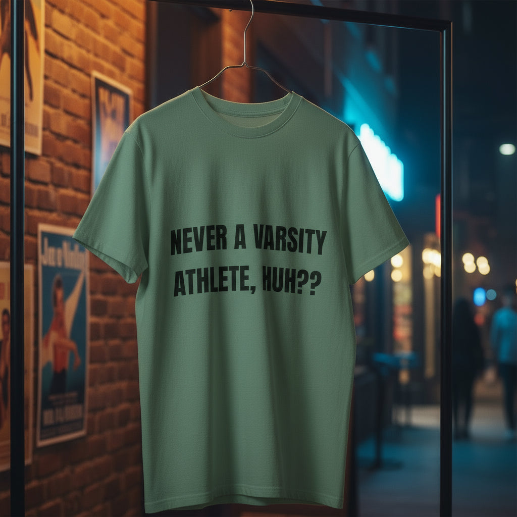 Camiseta “Never a Varsity Athlete, Huh?” – Colección Mafia & Drama