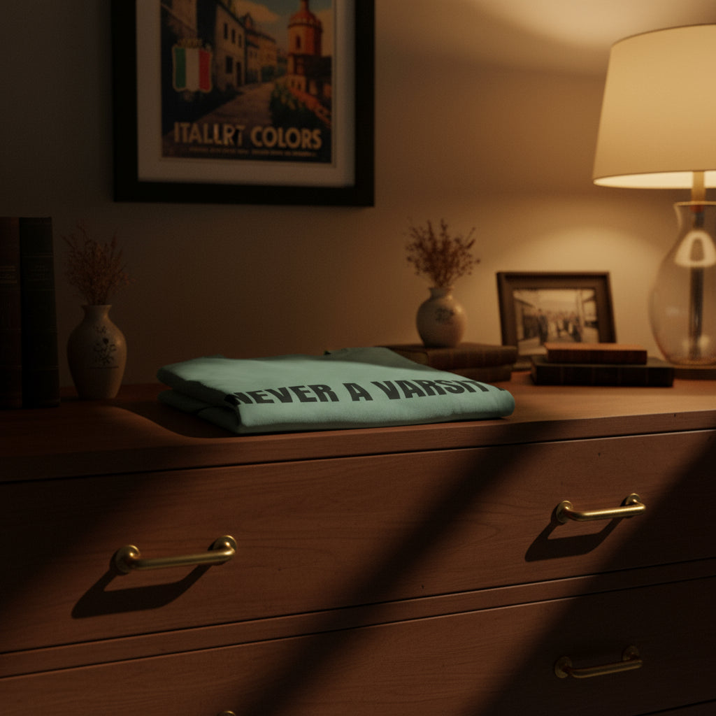 Camiseta “Never a Varsity Athlete, Huh?” – Colección Mafia & Drama