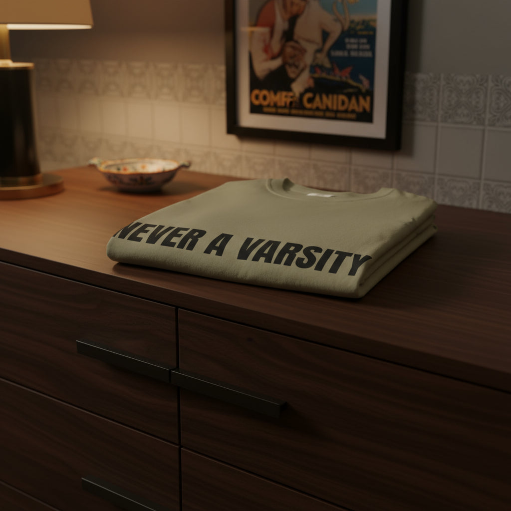 Camiseta “Never a Varsity Athlete, Huh?” – Colección Mafia & Drama