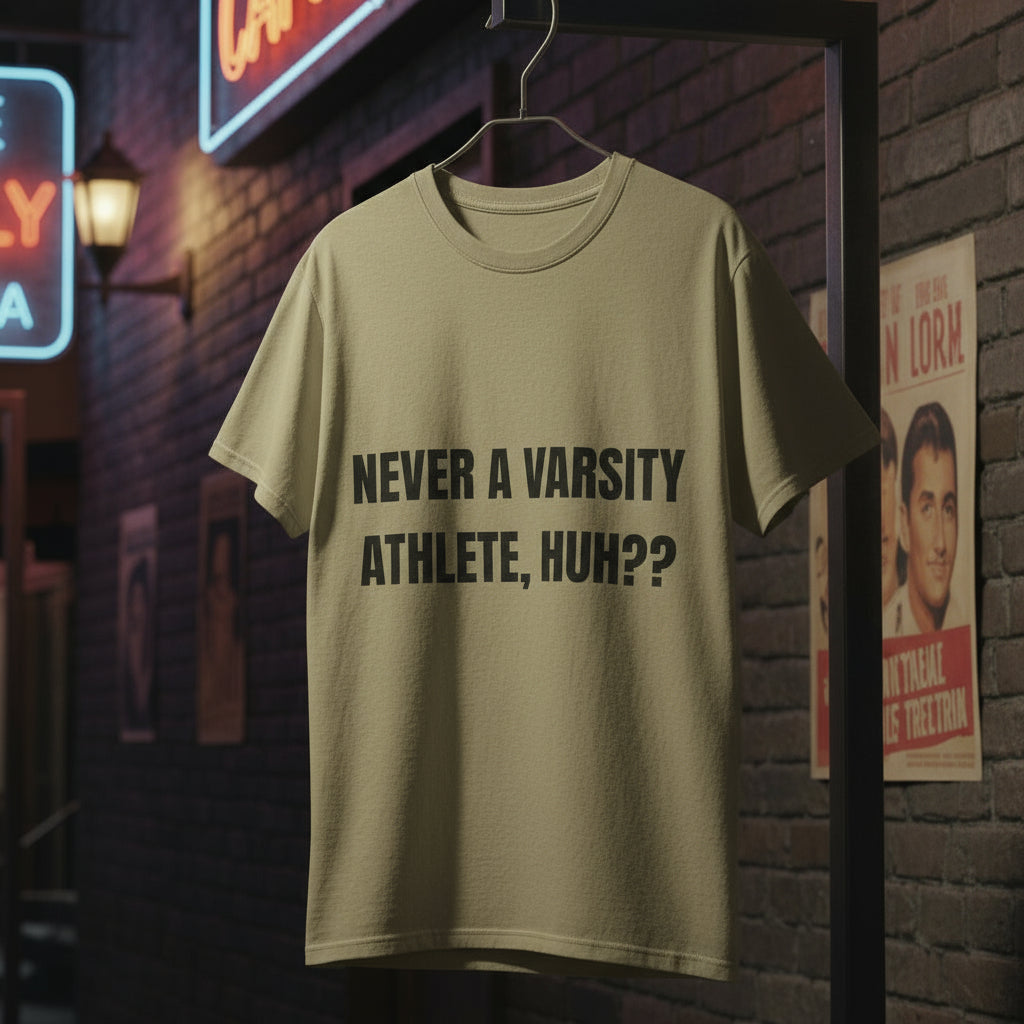 Camiseta “Never a Varsity Athlete, Huh?” – Colección Mafia & Drama