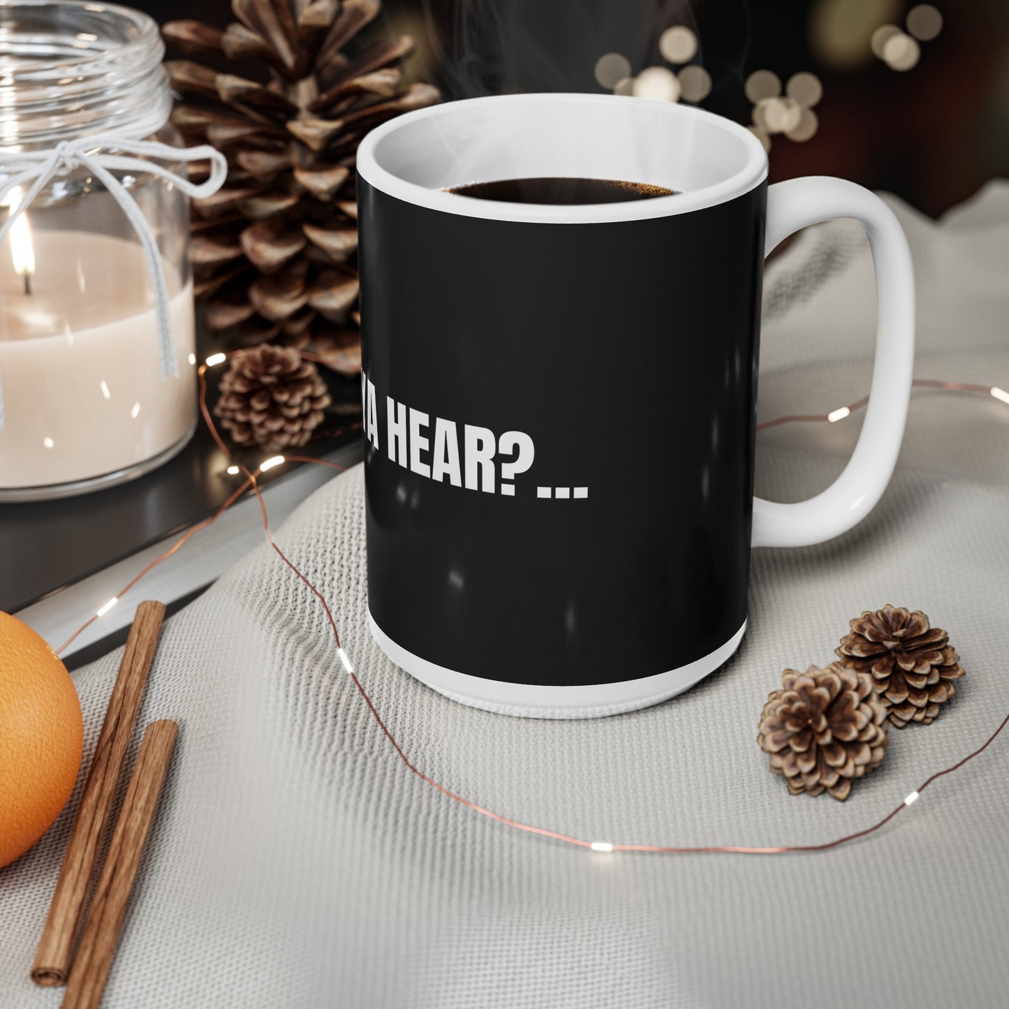 Taza “Whattaya Hear? Whattaya Say?” – Colección Mafia & Drama