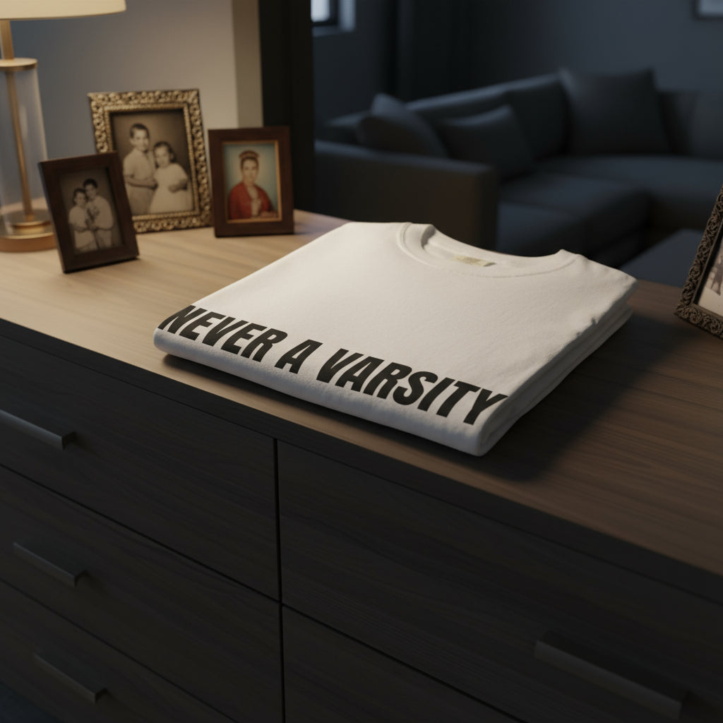 Camiseta “Never a Varsity Athlete, Huh?” – Colección Mafia & Drama
