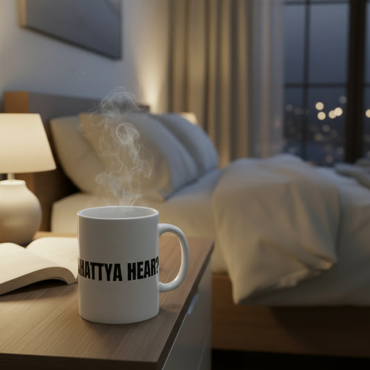 Taza “Whattaya Hear? Whattaya Say?” – Colección Mafia & Drama